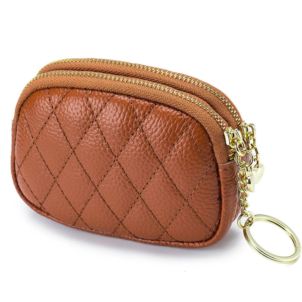 Pu Leather Coin Purse Women Men Large Capacity Wallet Bag Money Key Earbuds Travel Credit Card Holder Double Zipper Storage Bag