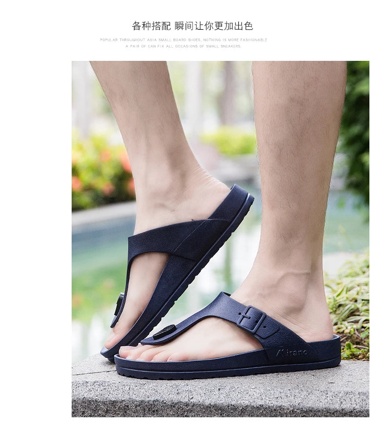 2026 New Summer Flip-flops for Men, Anti-slip, Trendy and Casual Solid-color Beach Shoes