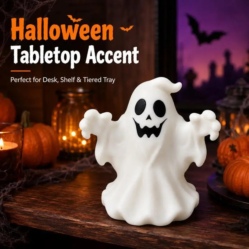 Halloween Ghost Figurine, Cute Spooky Desktop Ornament for Table, Shelf, Office, Home Party Seasonal Decor
