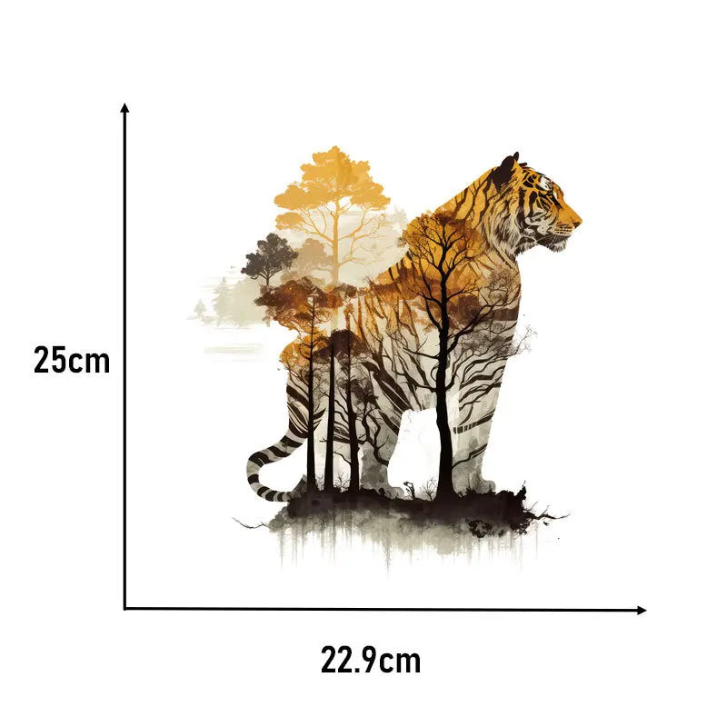 Landscape Animals Patches On Clothes Wolf Tiger fox Sticker Clothes Decoration Diy Accessory Print On T-Shirt Iron On Patch