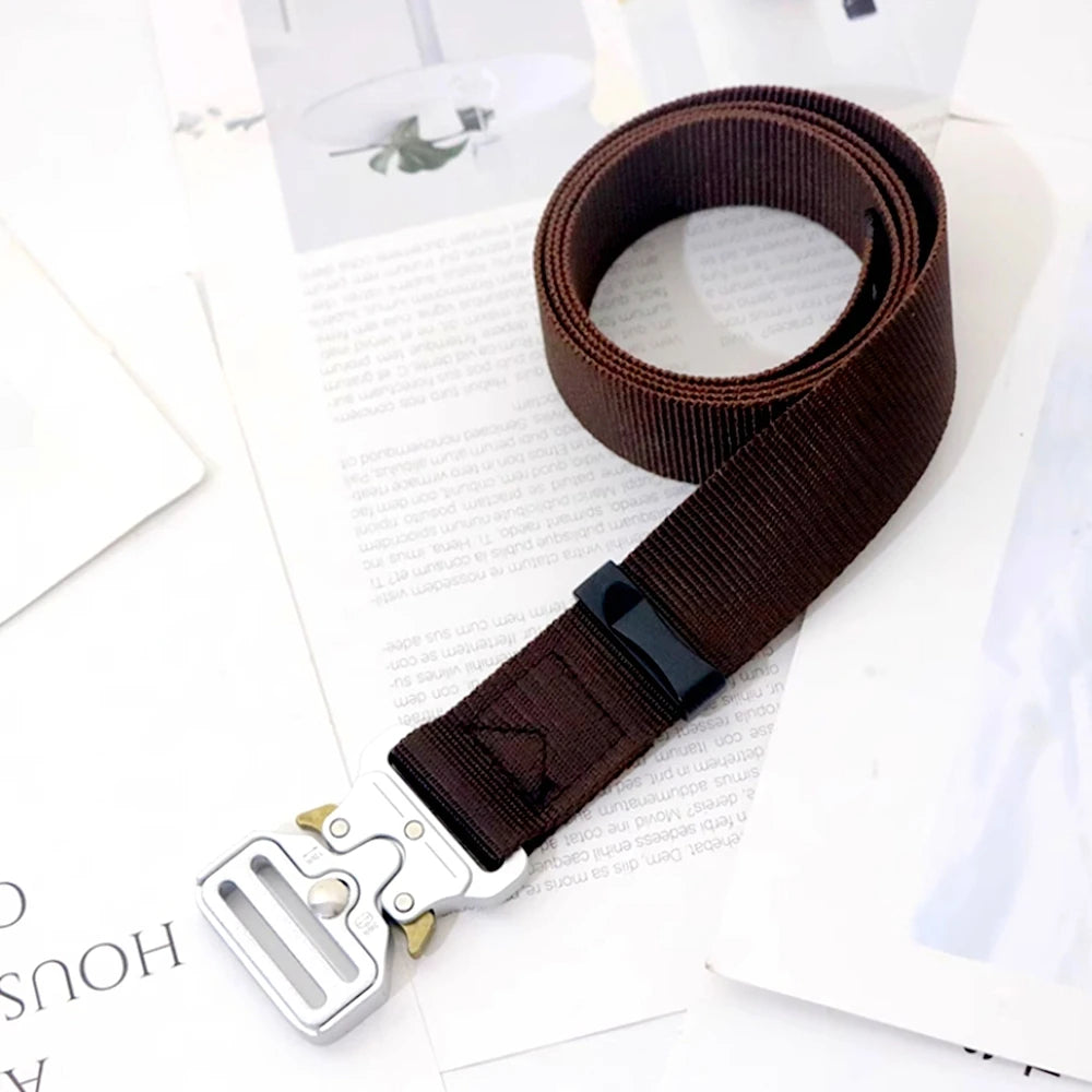 38mm Tactical Belt for Men Heavy Duty Nylon Waist Belt with Silver Buckle Unisex Designer Jeans Belt for Women