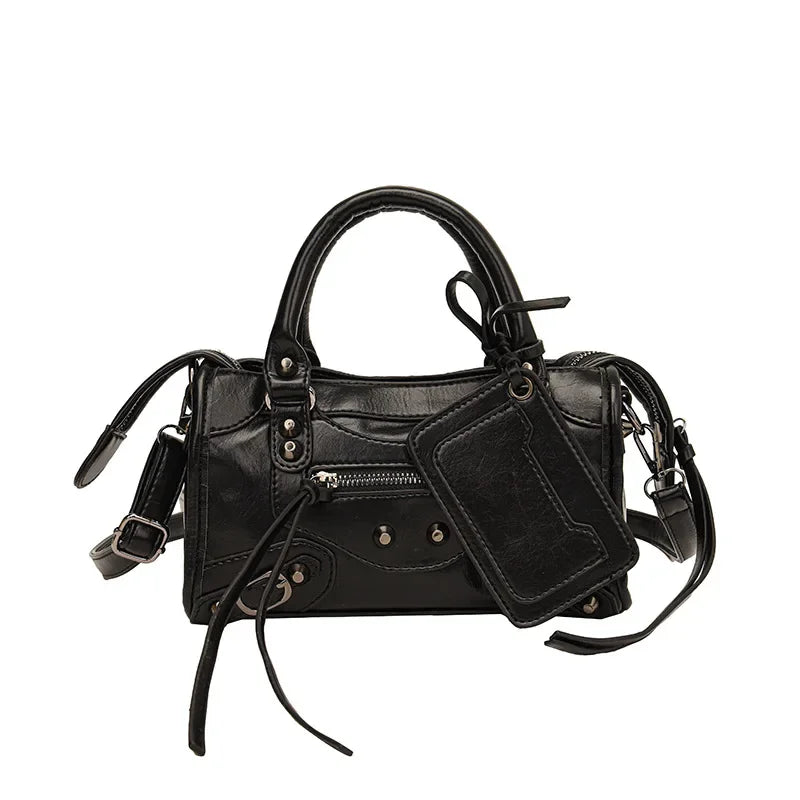 European and American Fashion Rivets Large Capacity Pillow Bag Bowling Motorcycle Handbag Single Shoulder Crossbody Women's Bag