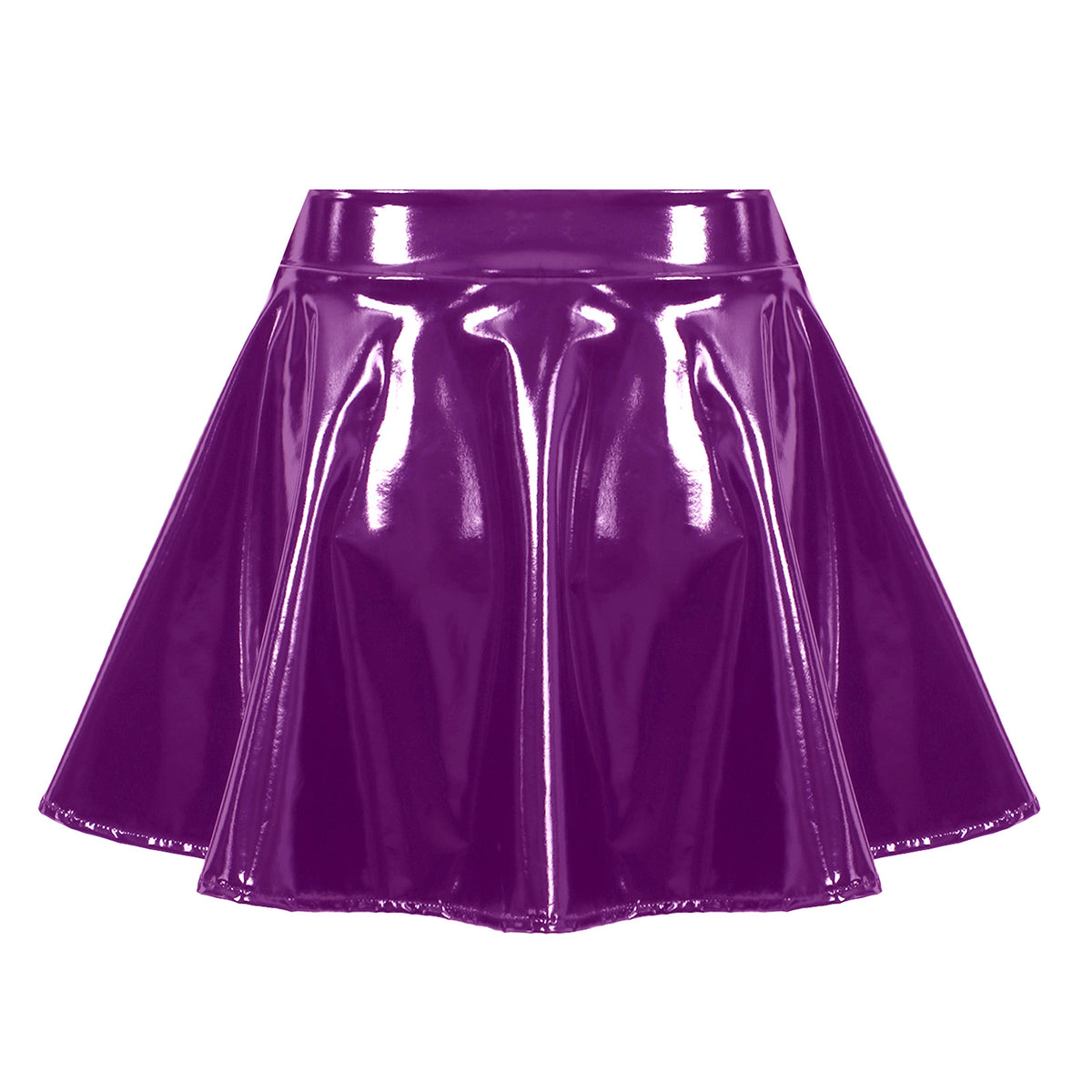 Sexy Women Wetlook PVC Leather Ruffled Skirts Party Low Waist Built-in Thongs Mini Skirt with Garter Belts Metal Clips Set Club
