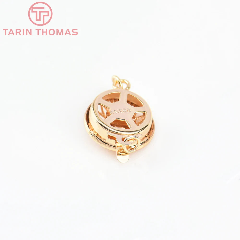 (5798) 4PCS 12MM 24K Gold Color Brass Round Bracelet Necklace Connector Clasp High Quality Diy Jewelry Accessories Wholesales