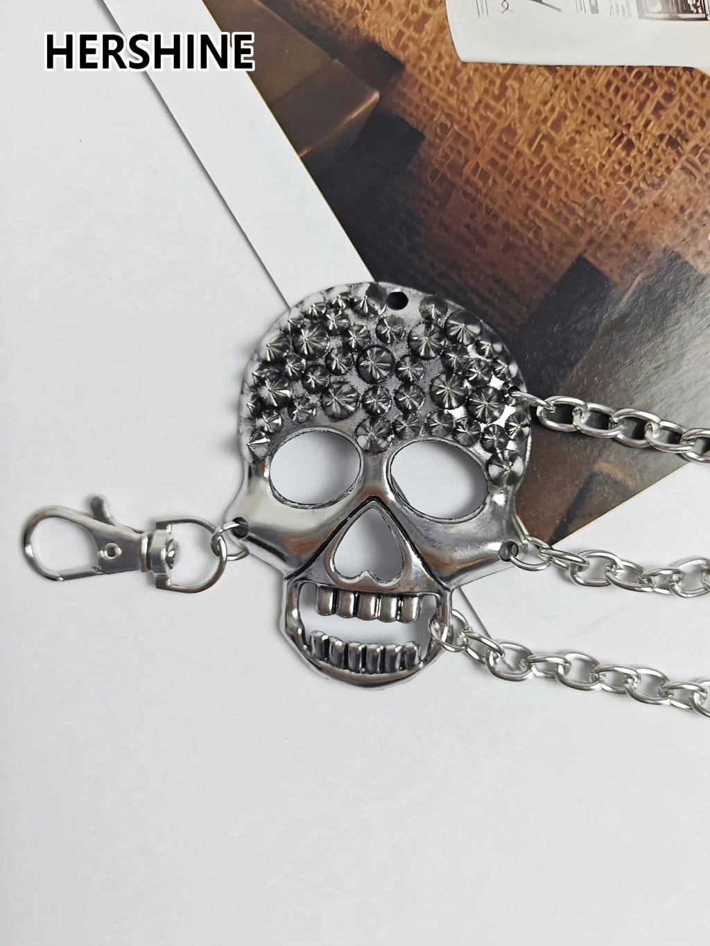 HERSHINE Women's Fashion Silver Skull Multi-Layer Waist Chain, Y2K Gothic Punk Rock Hip Hop Accessory，spring，summer