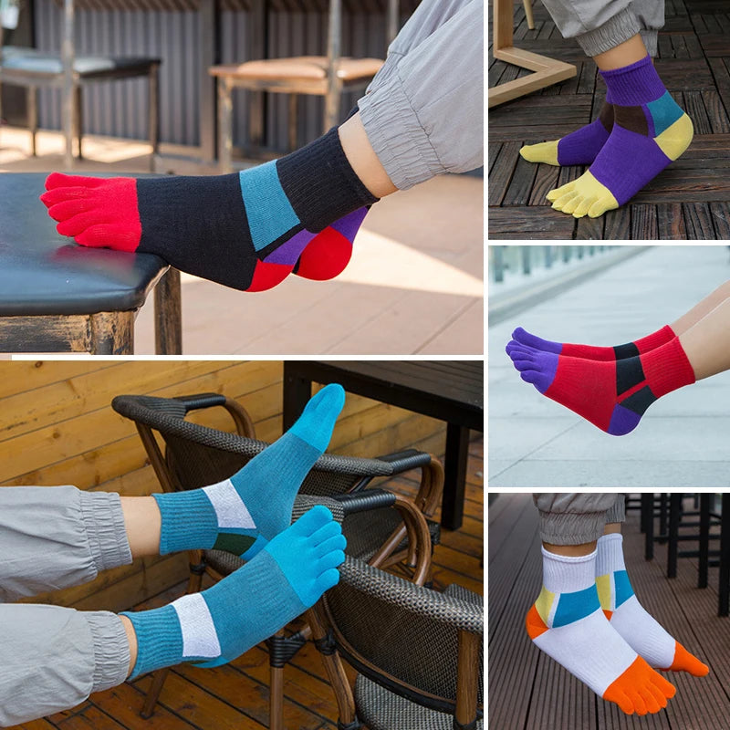 Mans Five Finger Socks Sport Compression Cotton Anti-Bacterial Breathable Warm Outdoor Travel Bike Run Toe Short Socks Student