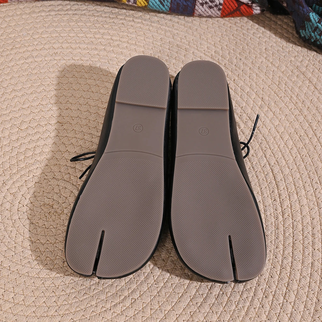 Fashion Soft Leather Split Toe Women Tabi Ballet Flats Spring Autumn Comfortable Walking Lazy Loafers Casual Girls Dance Shoes