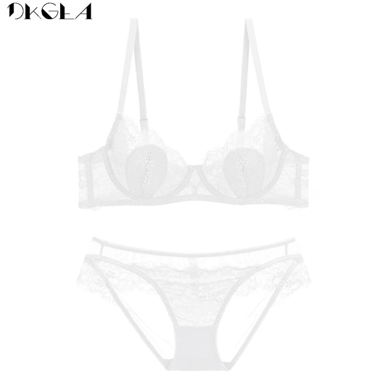 Brand Bras Green Underwear Set Ultrathin Brassiere Embroidery Transparent Sexy Lace Lingerie Women Bra Set Plus Size C D E Cup