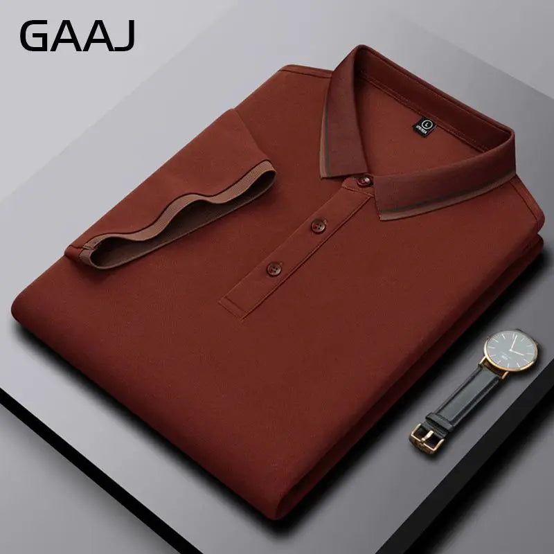 GAAJ Business Polo Shirt Men,Casual Brand Tops,Striped Collar T shirt,High Quality Cotton Tee,Social Poloshirt,Menswear Clothes