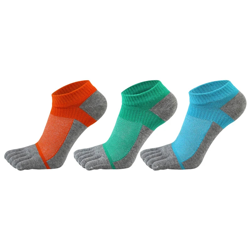 3 Pairs Five Finger Ankle Socks Cotton Men's Casual Mesh Breathable Comfortable No Show Socks With Toes