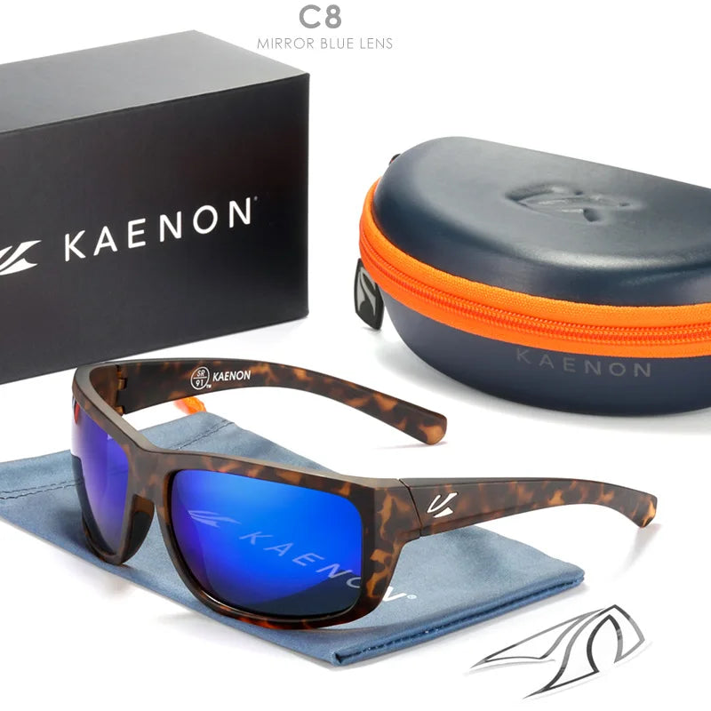 KAENON New Polarized Men's Fishing Driving Sunglasses Outdoor Sports HD Colorful TR90 Outdoor Cycling Sun Glasses Original Box