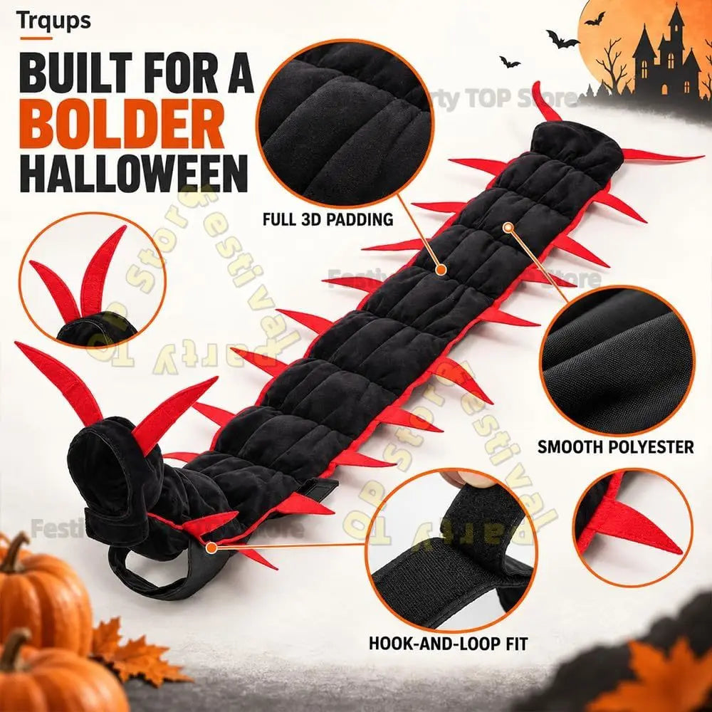 Halloween Centipede Pet Costumes for Cat & Dog 50'' 3D Cosplay Clothes,Halloween Themed Pet Wear Photo Prop for Outdoor