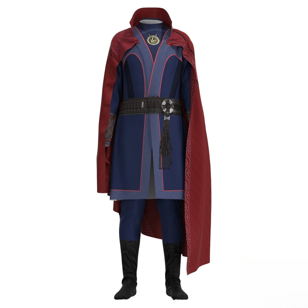 Halloween Party Adult Men Doctor Cosplay Costume Outfits Top Coat Red Velvet Cloak Pants All Set Carnival Disguise Suit