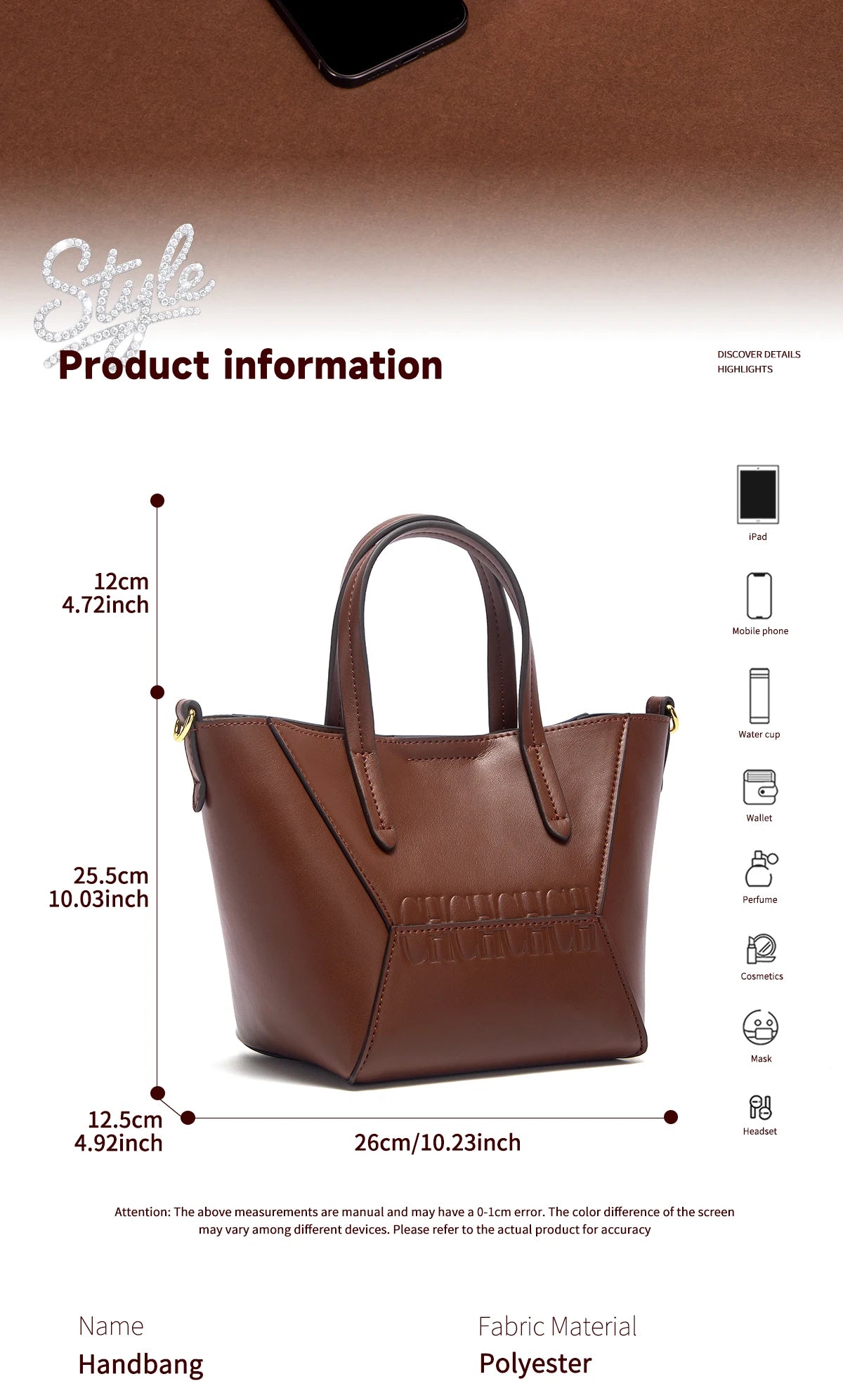 Women's Handbag Autumn New Dual Use Mobile Phone Bag Simple Women's Embossed Shoulder Bag