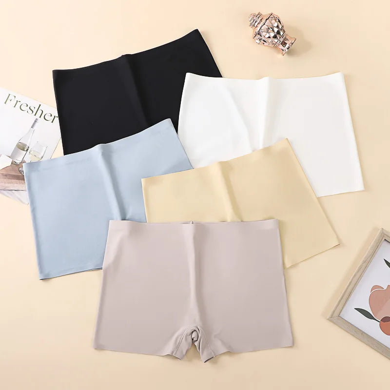 3Pcs Anti-See-Through Ice Silk Breathable Seamless Underwear Non-Curling Summer Women's Safety Pants