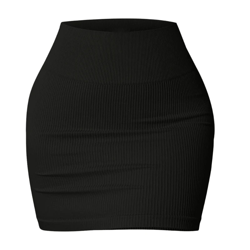 Ribbed Knit Mini Pencil Skirt for Women Above Knee Basic Short Bodycon Skirt Casual Summer Mini Short Skirt Streetwear