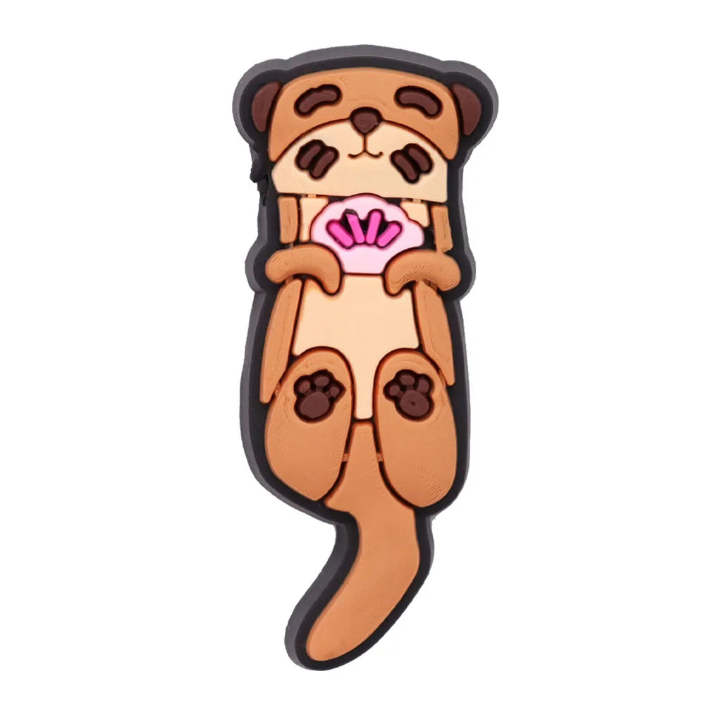 1PCS PVC Kawaii Animal Kinds Of Dog Mom Dad Sandals Shoe Decoration Charms Fit Wristbands Buckle Slipper Accessories Xmas Gifts