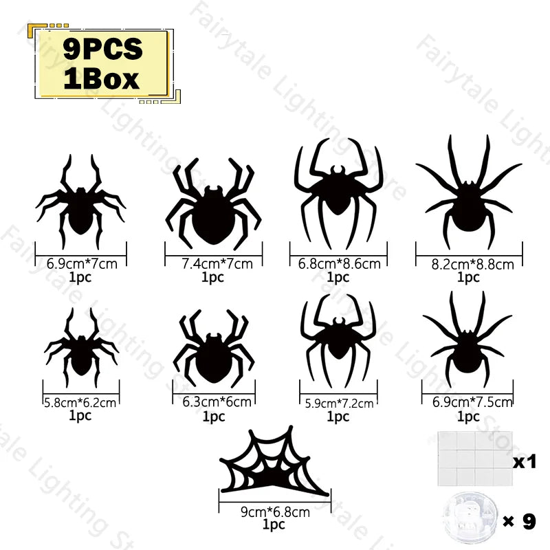 Halloween Bat/Spider Night Light 3D Purple/Green Lights Wall Sticker Self Adhesive Glow Decor for Haunted House Party Supplies