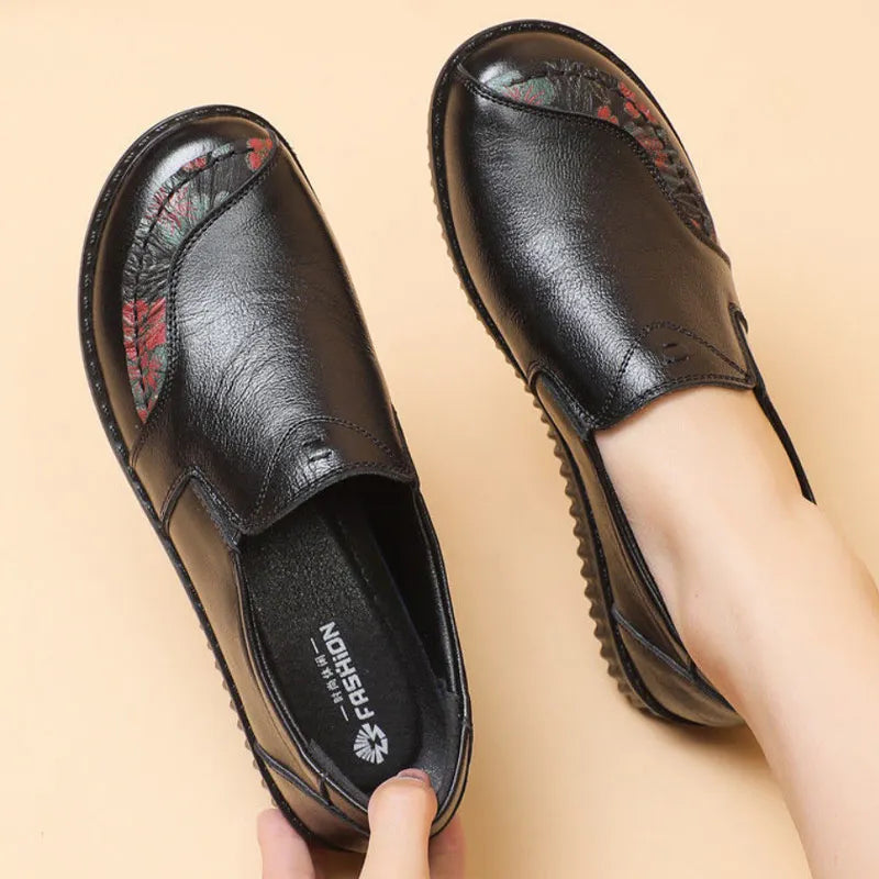 New real leather handmade shoes for women all season oxfords flats woman laced up moccasins cozy mom boat shoes round toe flats