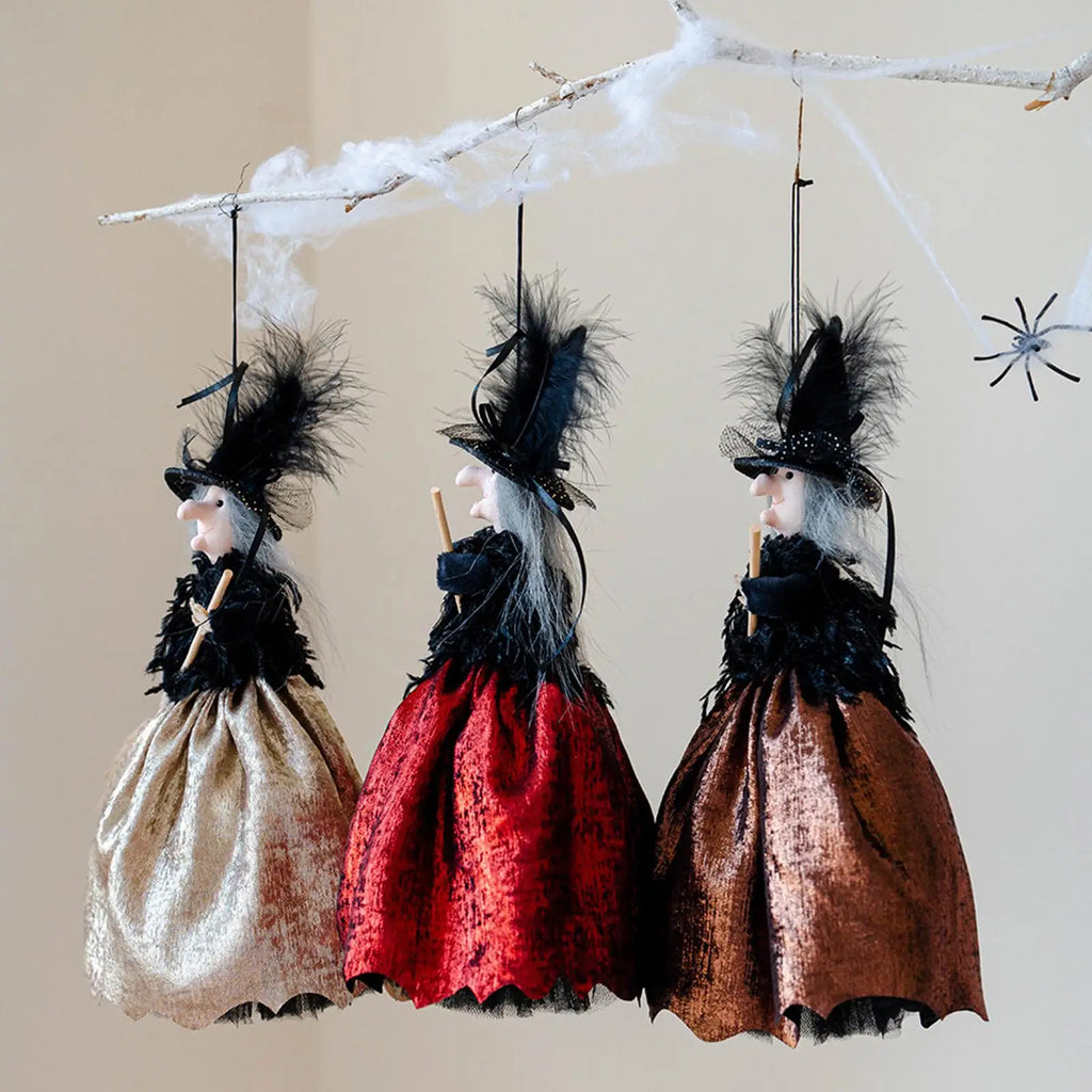 Halloween Witch Doll Decoration Cute Spooky Retro Festival Decoration Witch Doll Halloween Tree Ornaments for Haunted House Bar