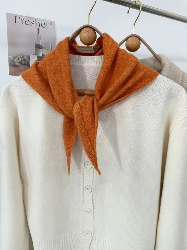 New Women Wool Scarf Shawl Winter Warm Soft Knitted Striped Triangle Fashion Brand Bandana Lady Wool Scarves