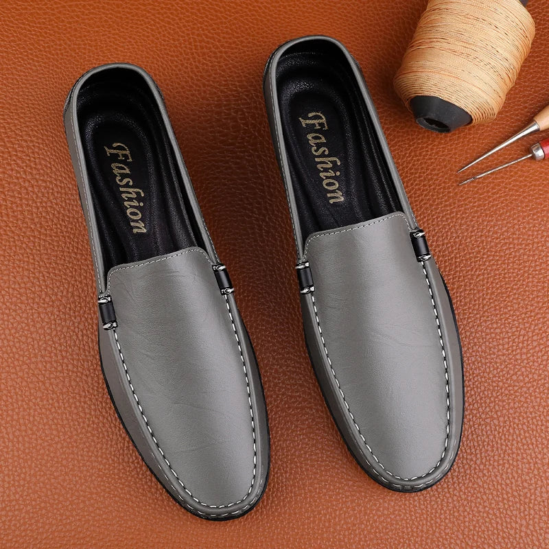 Comfort Genuine Leather Men Loafers All-match Lazy Shoes Breathable Moccasins Fashion Men Casual Shoes Slip-on Men Walking Shoes