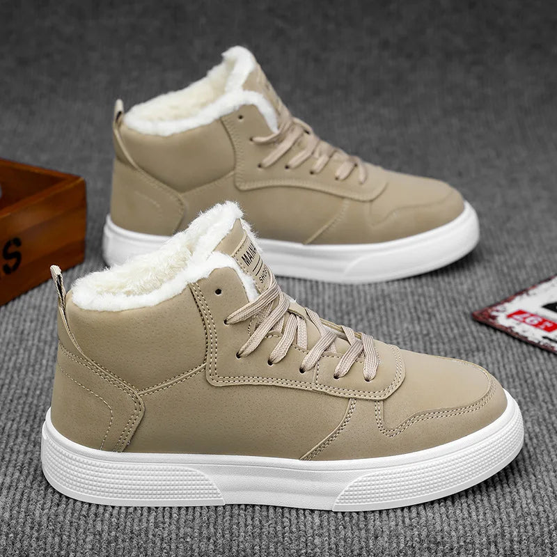 Plus-size men's high-top cotton shoes, men's winter warm fleece-lined casual sneakers, foreign trade fashion sports shoes