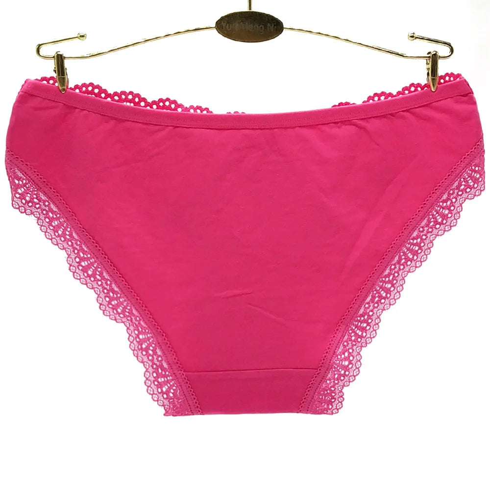 Cotton Panties Women's Underwear Panty Fashion Lace Briefs Girls Low Waist Shorts Female Lingerie Culottes 12 Pcs/set