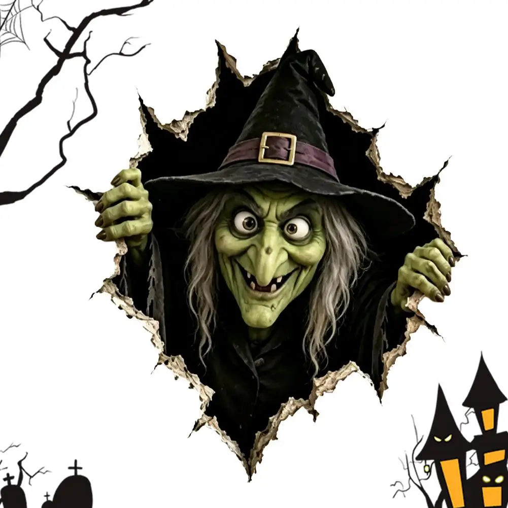 Halloween Break in 3D Wall Decals - Spooky Themed 3D Wall Stickers for Home Decorations