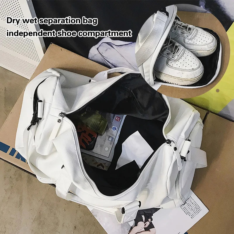 Men Gym Bag custom logo Large Dry And Wet Fitness Handbag Male Female Sports bag personality customization PU Leather Travel bag