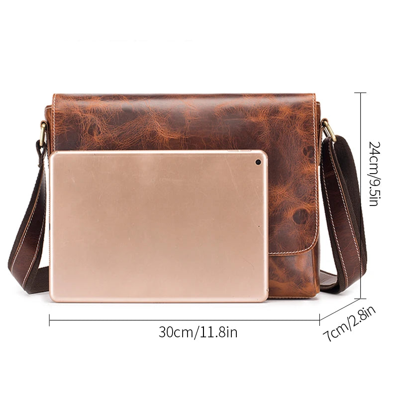 SCHLATUM 100% Genuine Leather Men's Shoulder Bags Messenger Bag for Men Crossbody Bags new Small Man Designer Handbag Bolso Male