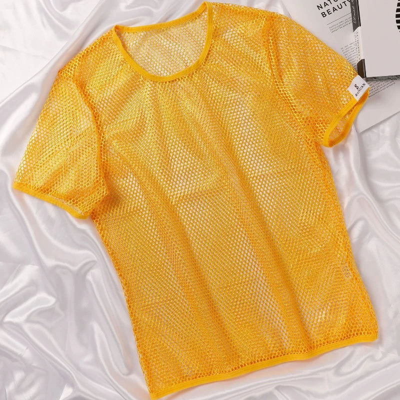 Men's Hollow Out Mesh T-Shirt, Breathable, Sport, See Through, Streetwear, Lightweight, Casual Tank Top, Summer, New Arrivals