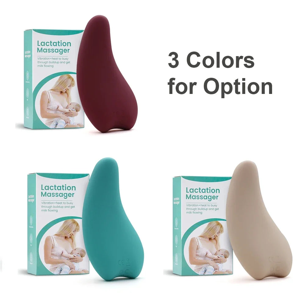 Warming Lactatio waterproof Massager Soft Silicone Breast Massager for Breastfeeding Heat + Vibration for Clogged Ducts Improved