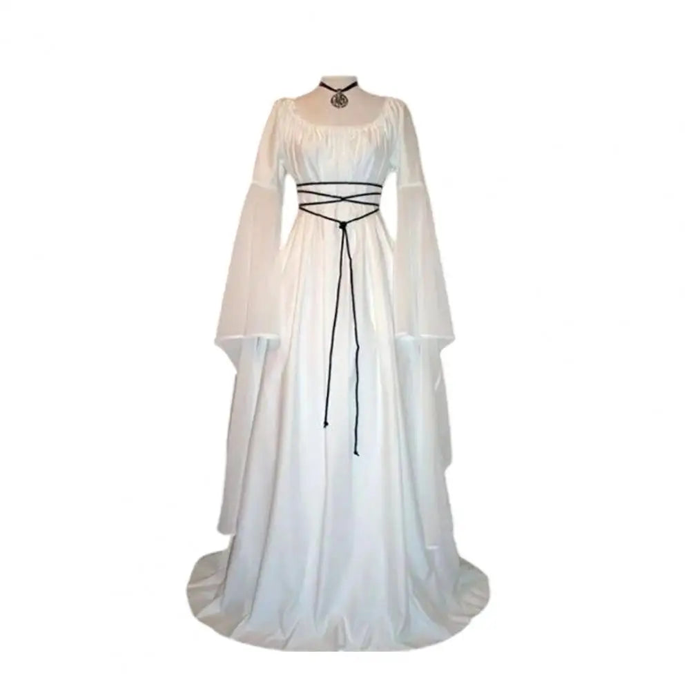 Gothic Dress for Women Halloween Renaissance Witch Dress Long Bell Sleeve Medieval Costume for Halloween Cosplay Party