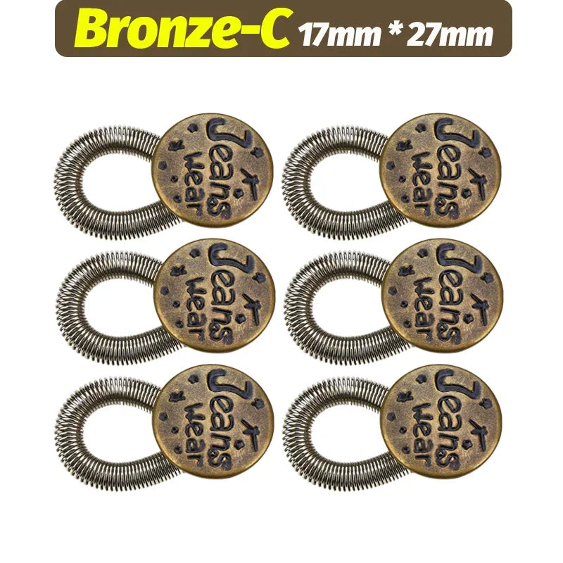 1/20PCS Jeans Waist Extender Button Adjustable Retractable Elastic Spring Buttons DIY Pants Jeans Free Sewing Waist Extenders