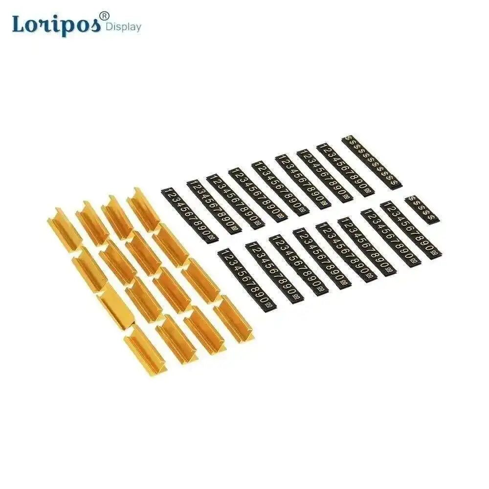 Counter Top Adjustable Price Tags Kit $ Euro, Car Jewelry Clothes Numberal Digit Display Cube Sign Label Alloy Board Stand Frame