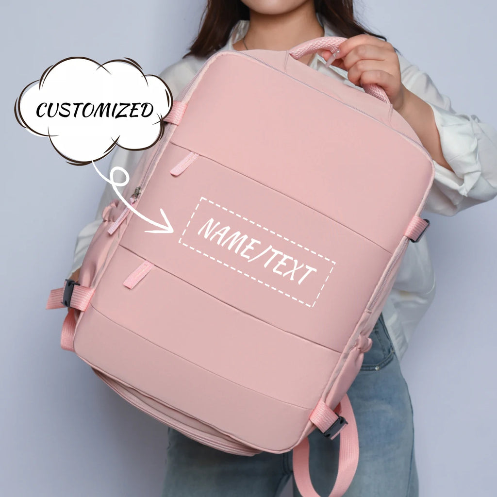 High-end logo custom backpack luggage bag student school bag female business trip computer bag travel backpack exclusive diy