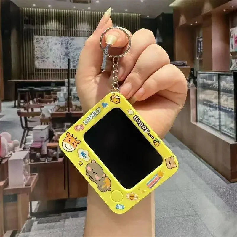 Mini Graffiti Board Keychain Creative Cartoon Cute One-Click Clearing DIY Painting Key Chain Kids Students Christmas Gifts
