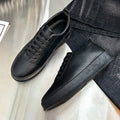 Fashion Thick Sole Black White Soft Men Leather Shoes Platform Men Casual Board Shoes Walking Sport Shoes Lightweight Work Shoes