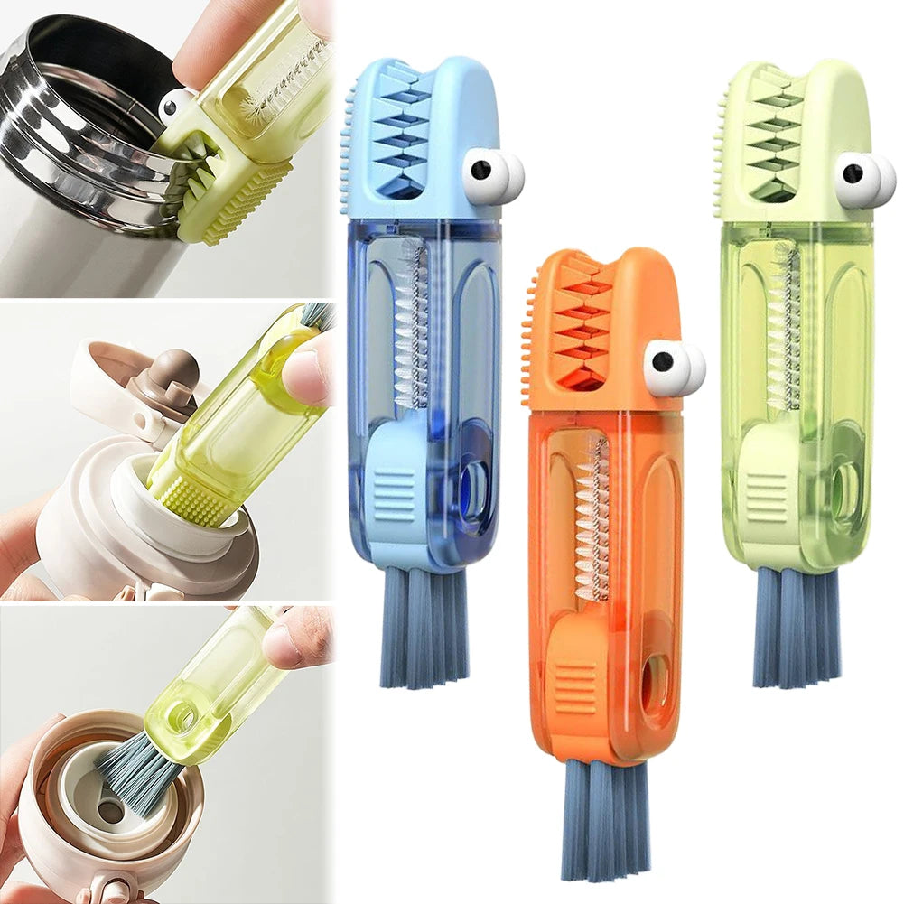 3 In 1 Multifunctional Cleaning Brush Tiny Bottle Cup Lid Detail Brush Straw Cleaner Tools Household Kitchen Cleaning Tool