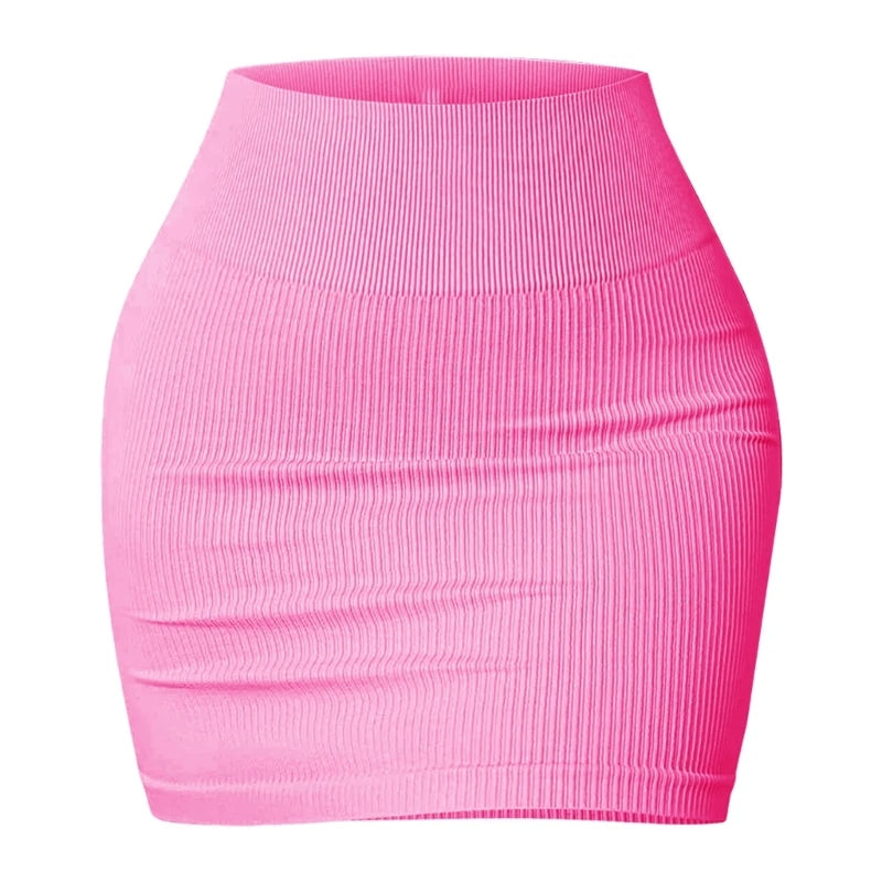 Ribbed Knit Mini Pencil Skirt for Women Above Knee Basic Short Bodycon Skirt Casual Summer Mini Short Skirt Streetwear