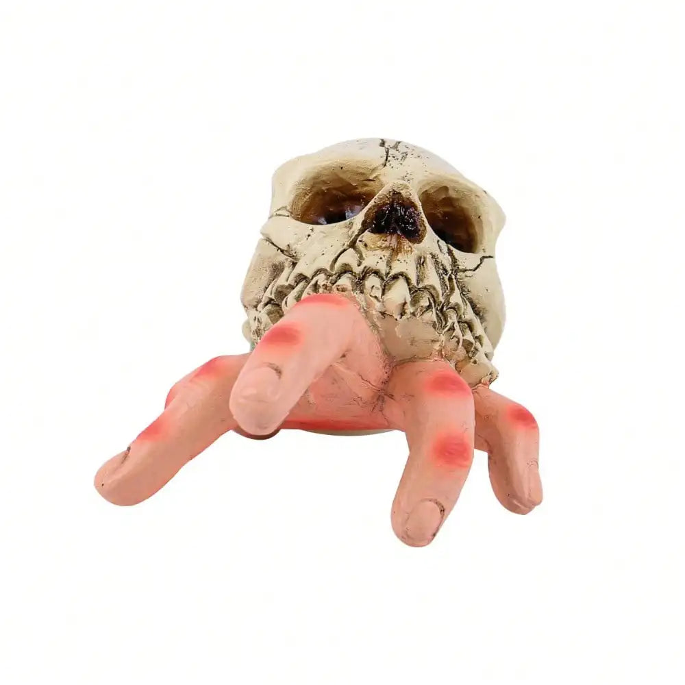 Halloween resin hand held skull ornament, terrifying and realistic skull, suitable for decorating haunted houses and parties