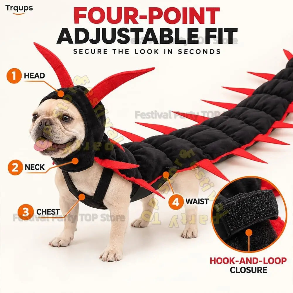 Halloween Centipede Pet Costumes for Cat & Dog 50'' 3D Cosplay Clothes,Halloween Themed Pet Wear Photo Prop for Outdoor