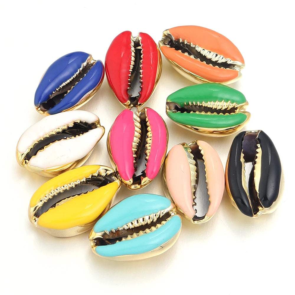 10pcs/lot 13-20mm Electroplated Colored Shell Shaped Beads For Jewelry Making Charm Pendant DIY Fashion Necklace Earrings Gifts
