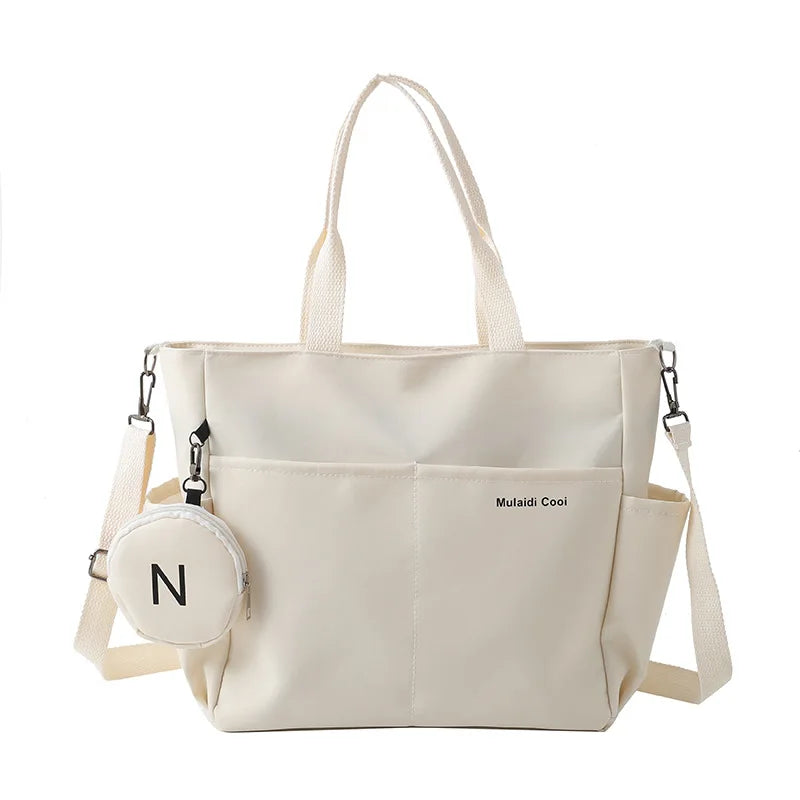 Oxford Design Double Sided Pocket Tote Bag Teen Women Large Capacity Handbag Single Shoulder Crossbody Bag with Round Coin Purse