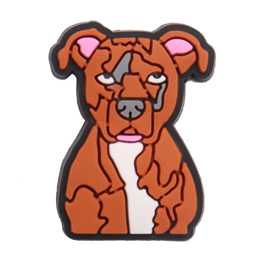 1PCS PVC Kawaii Animal Kinds Of Dog Mom Dad Sandals Shoe Decoration Charms Fit Wristbands Buckle Slipper Accessories Xmas Gifts