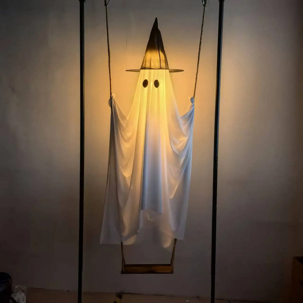 Halloween Swinging Ghost Decoration Glowing Hanging Ghost Ornament Porch Yard Garden Party Decor Outdoor Display Festival Gift