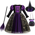 Halloween Costume Witch Cosplay Girls Kids Ghost Gothic Black Dress for Girl Carnival Party Princess Clothing