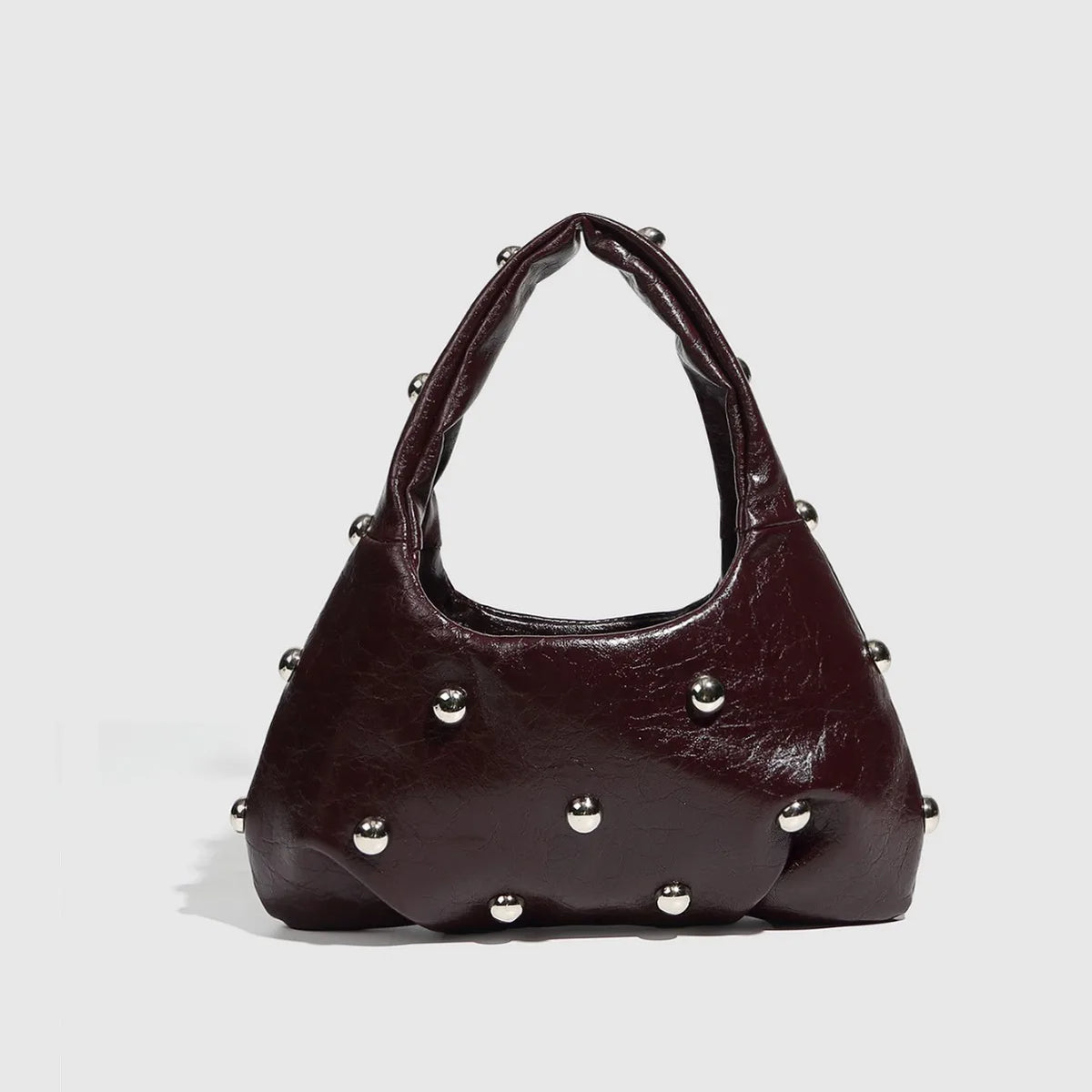 NEW Rivet Women's Handbags Soft PU Leather Shoulder Bag Casual Designer Hobos Half Moon Underarm Bags for Women 2025 Tote Clutch