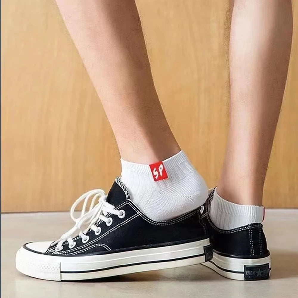 5 Pairs Mens Cotton Ankle Socks Set Low Cut Breathable Soft Comfortable Anti Odor Sweat Absorbing Sport Socks for Summer